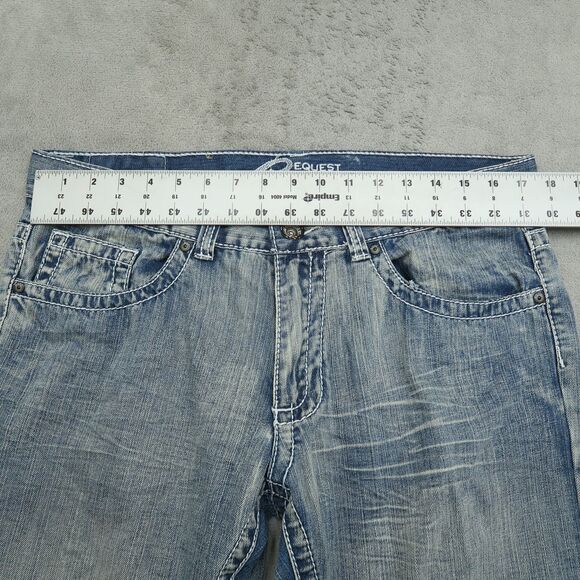 Request Jeans Mens Size 32x32 (34x33 Real) Blue Straight Leg Thick Stitch Denim - Picture 12 of 15